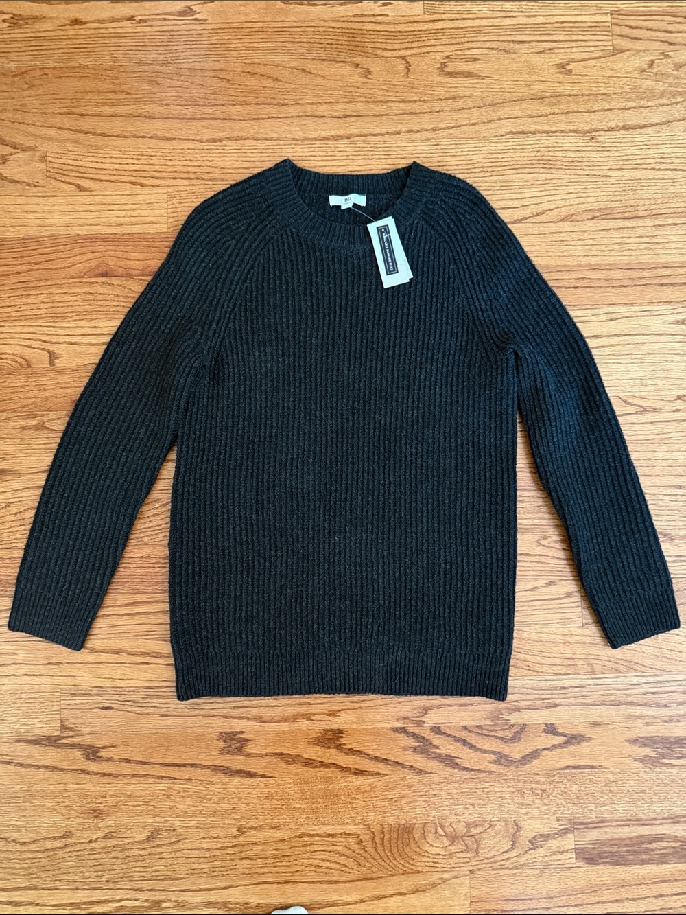 bp Black Ribbed Crewneck Sweater